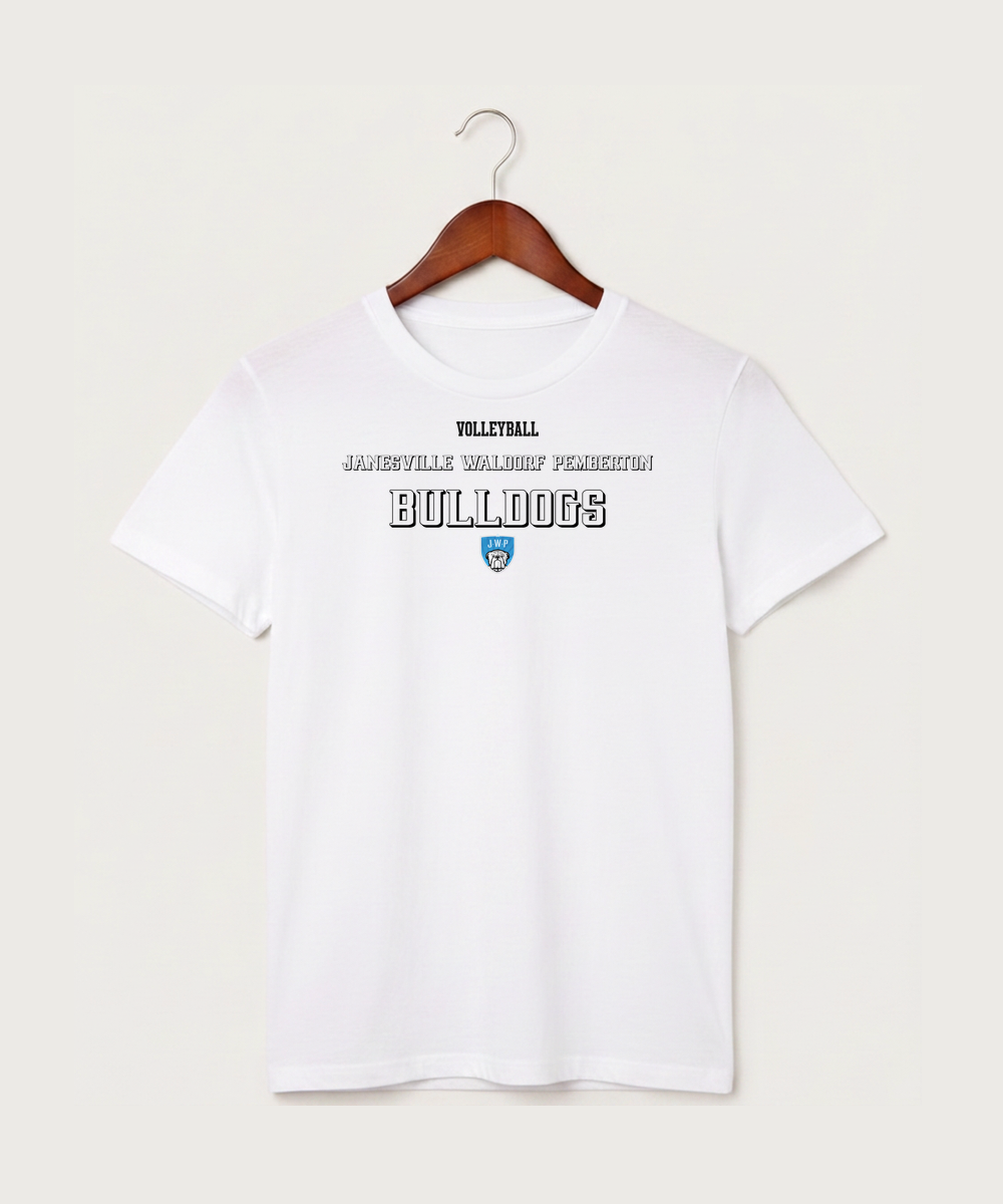 Janesville Waldorf Pemberton Volleyball (Girls) - White T-Shirt - Full Front