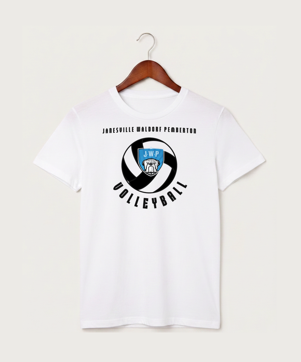 Janesville Waldorf Pemberton Volleyball (Girls) - White T-Shirt - Full Front