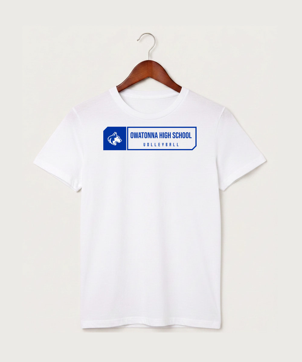 Owatonna High School Volleyball (Girls) - White T-Shirt - Full Front
