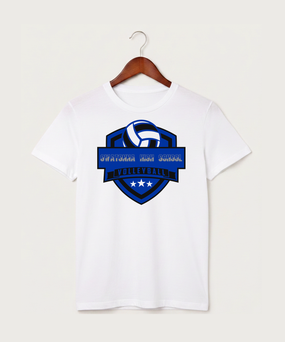Owatonna High School Volleyball (Girls) - White T-Shirt - Full Front