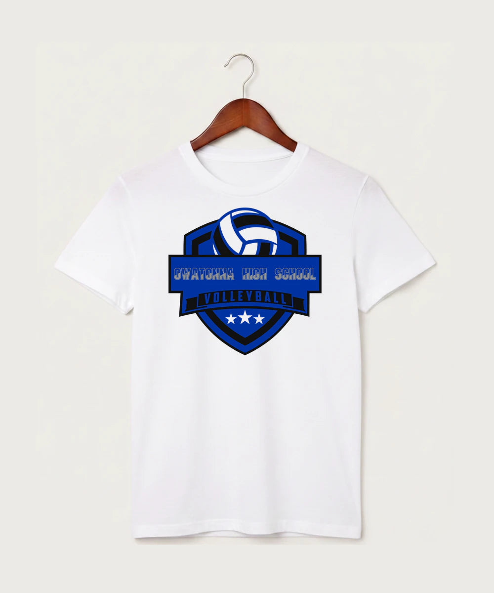 Owatonna High School Volleyball (Girls) - White T-Shirt - Full Front