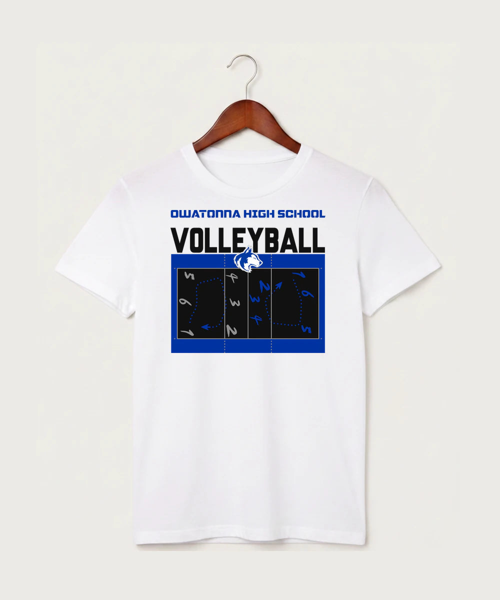 Owatonna High School Volleyball (Girls) - White T-Shirt - Full Front