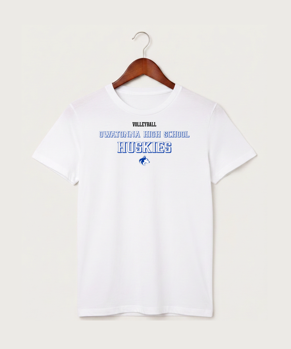 Owatonna High School Volleyball (Girls) - White T-Shirt - Full Front