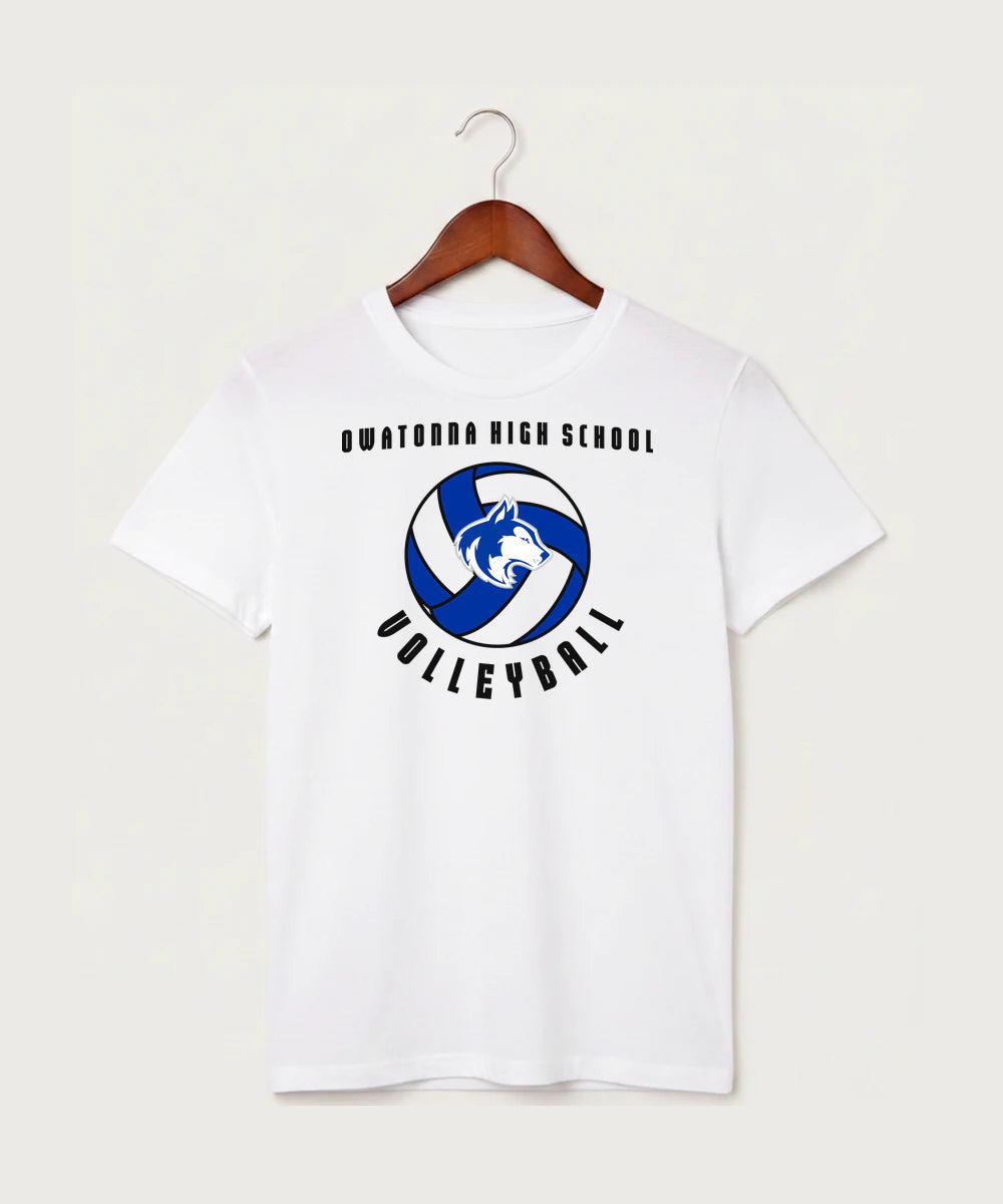 Owatonna High School Volleyball (Girls) - White T-Shirt - Full Front