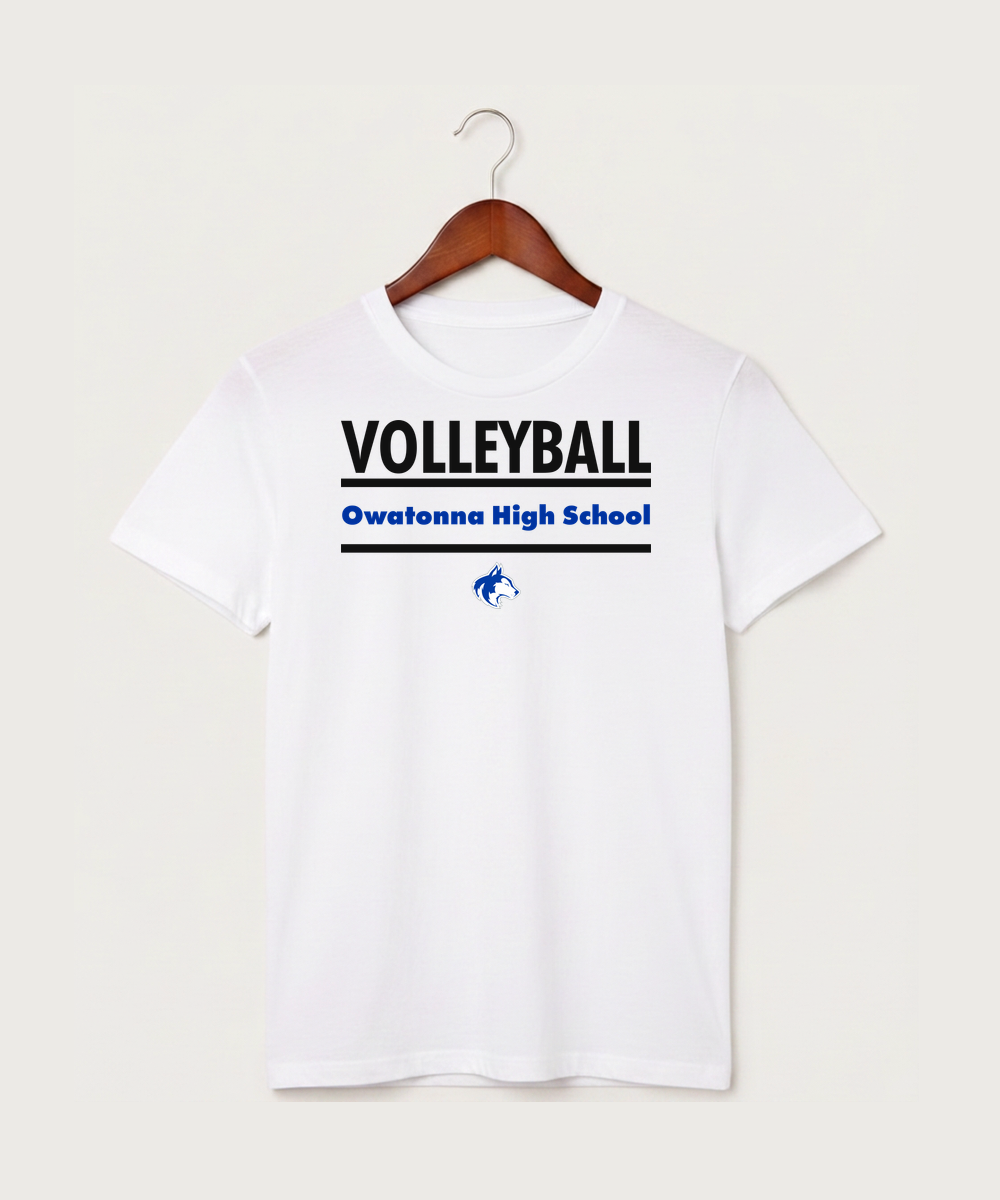 Owatonna High School Volleyball (Girls) - White T-Shirt - Full Front