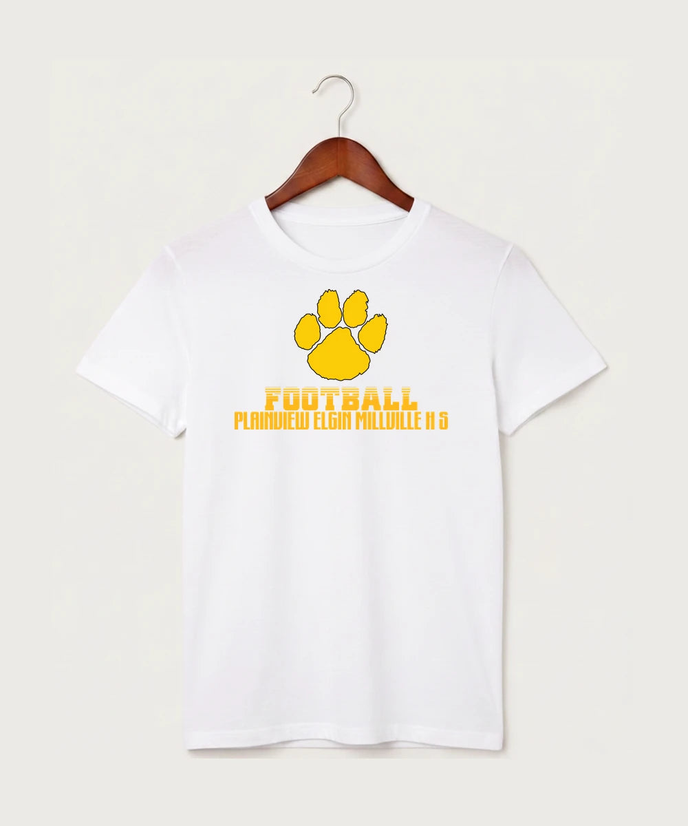 Plainview Elgin Millville H S Football (Boys) - White T-Shirt - Full Front