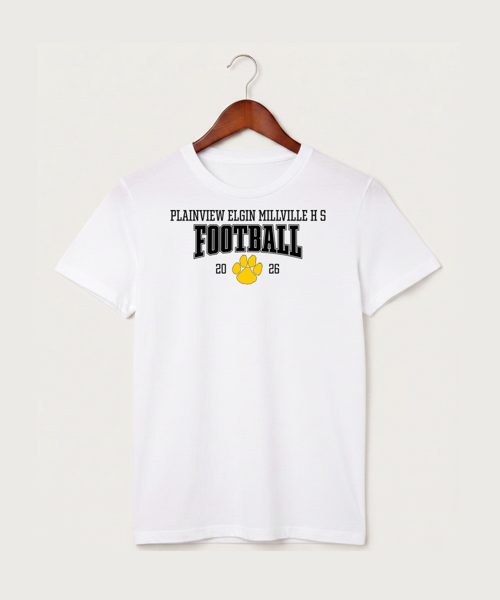 Plainview Elgin Millville H S Football (Boys) - White T-Shirt - Full Front