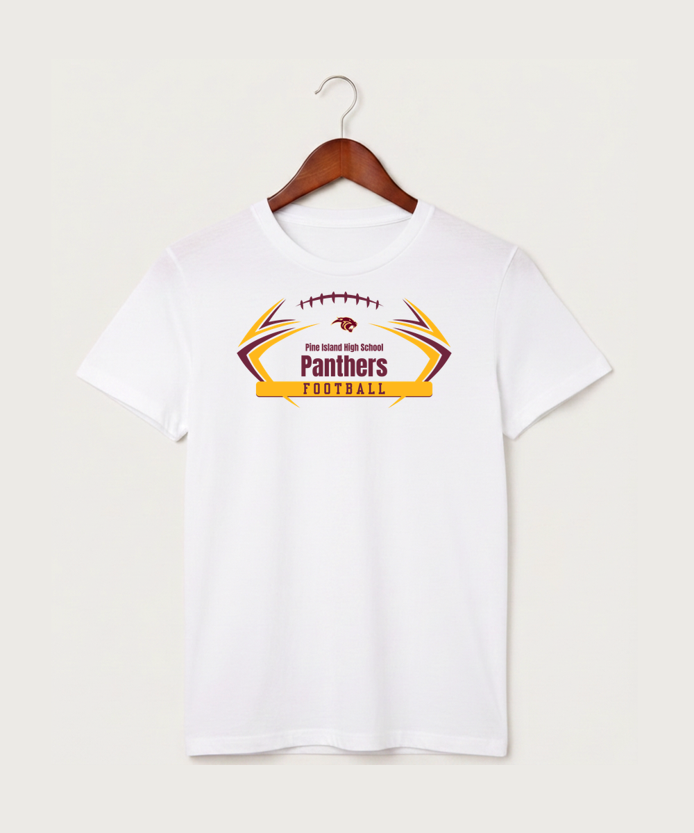 Pine Island High School Football (Boys) - White T-Shirt - Full Front