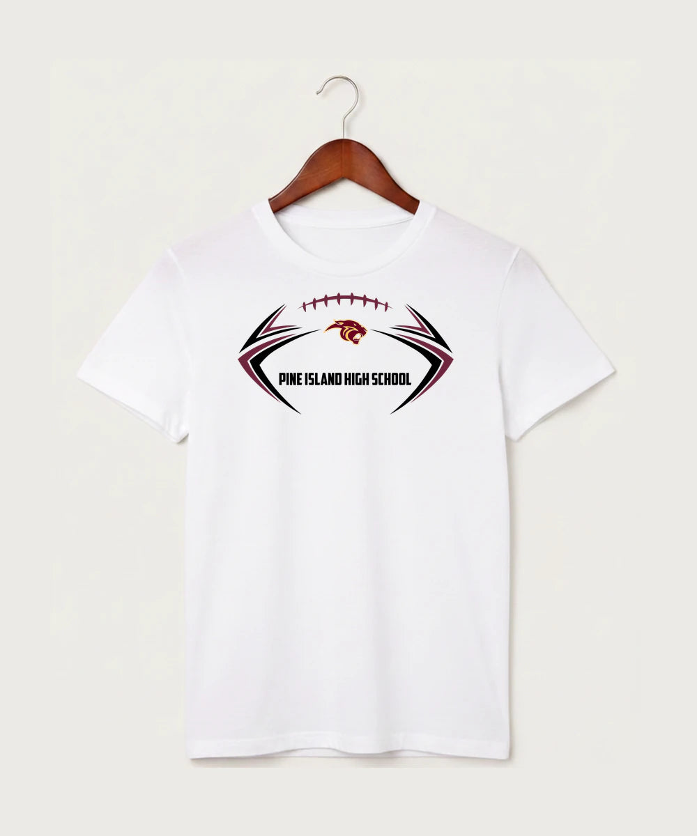 Pine Island High School Football (Boys) - White T-Shirt - Full Front