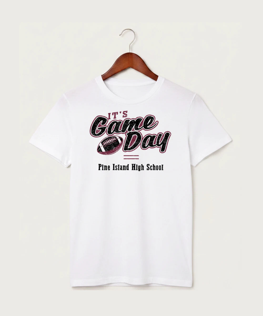 Pine Island High School Football (Boys) - White T-Shirt - Full Front
