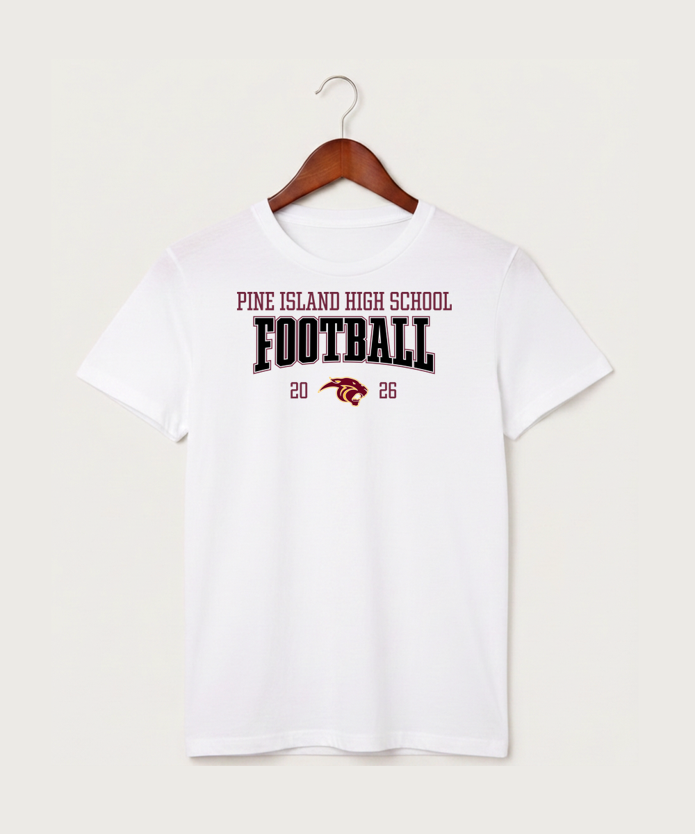 Pine Island High School Football (Boys) - White T-Shirt - Full Front