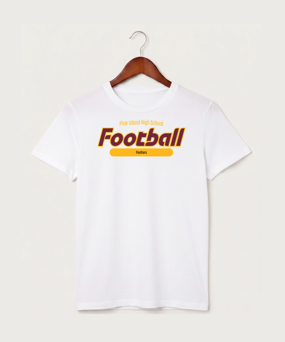 Pine Island High School Football (Boys) - White T-Shirt - Full Front