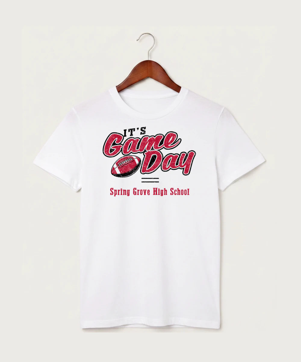 Spring Grove High School Football (Boys) - White T-Shirt - Full Front