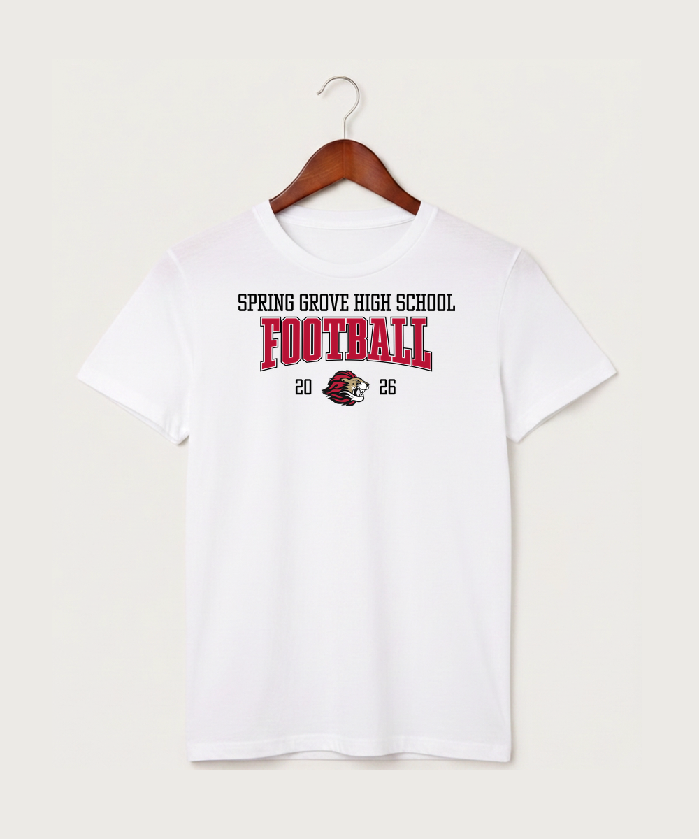 Spring Grove High School Football (Boys) - White T-Shirt - Full Front