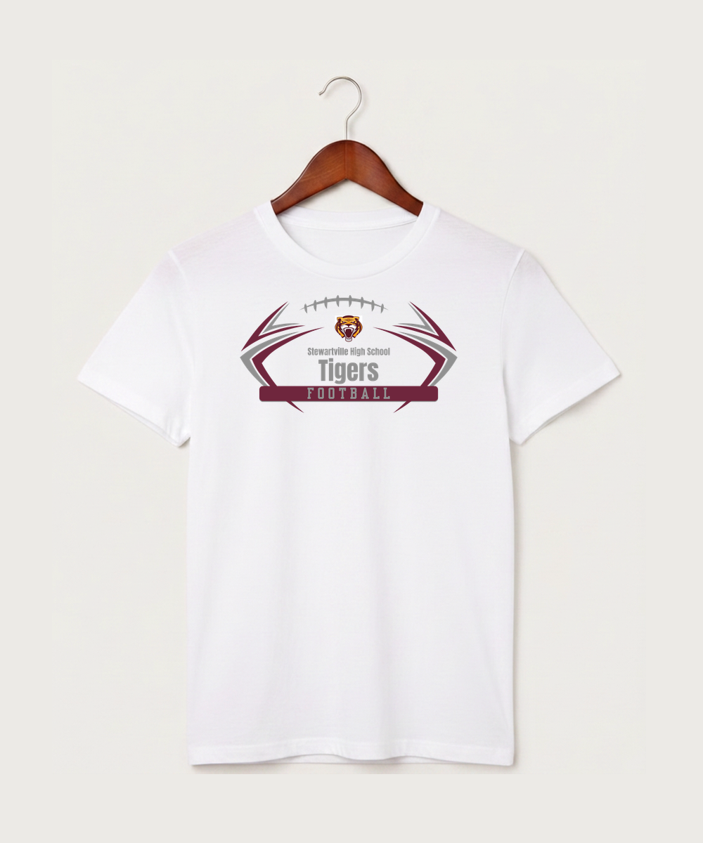Stewartville High School Football (Boys) - White T-Shirt - Full Front