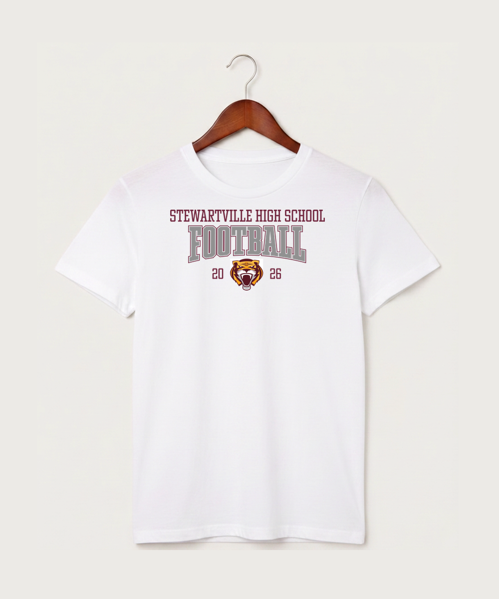 Stewartville High School Football (Boys) - White T-Shirt - Full Front