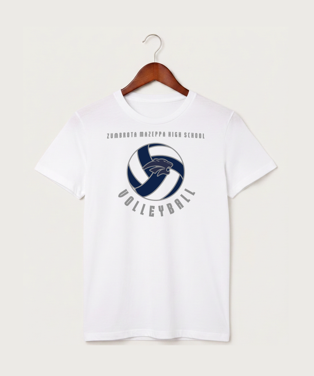 Zumbrota Mazeppa High School Volleyball (Girls) - White T-Shirt - Full Front