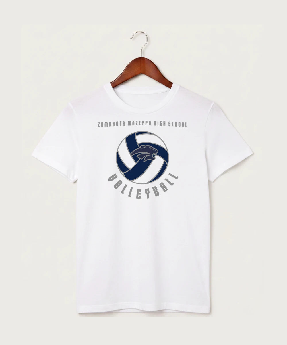 Zumbrota Mazeppa High School Volleyball (Girls) - White T-Shirt - Full Front