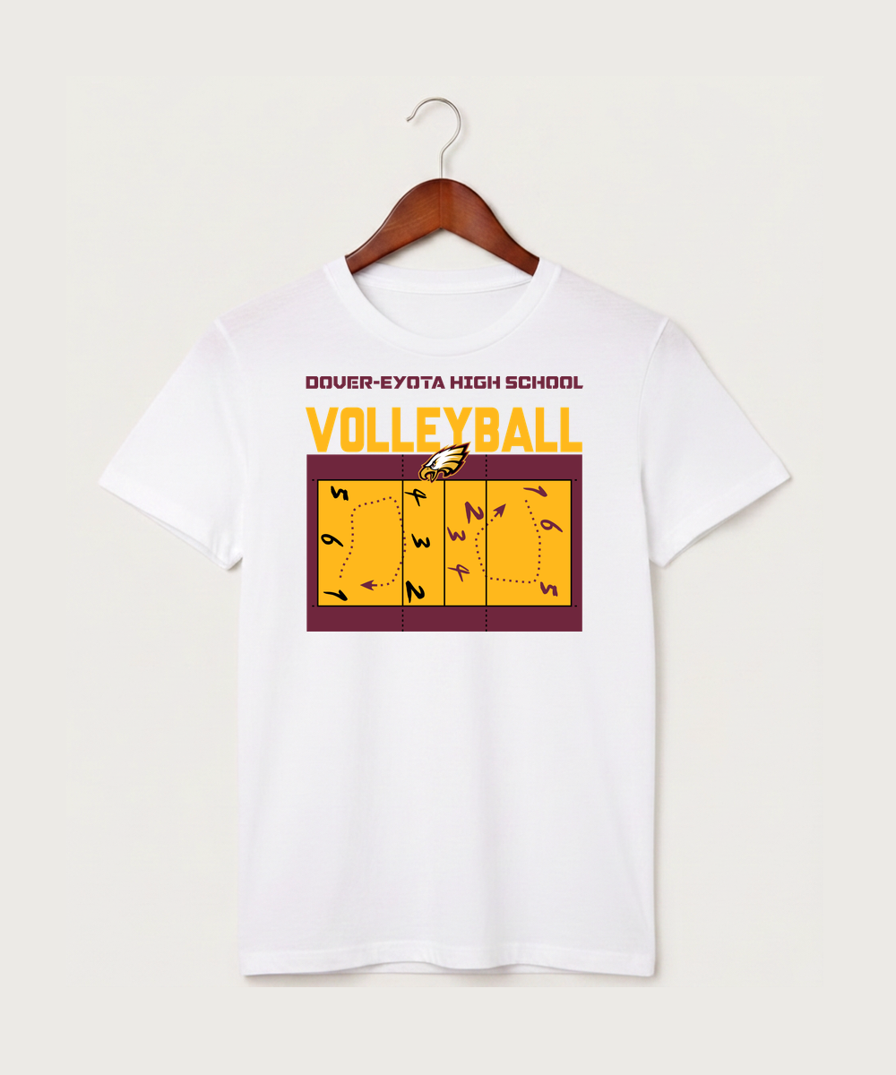 Dover-Eyota High School Volleyball (Girls) - White T-Shirt - Full Front