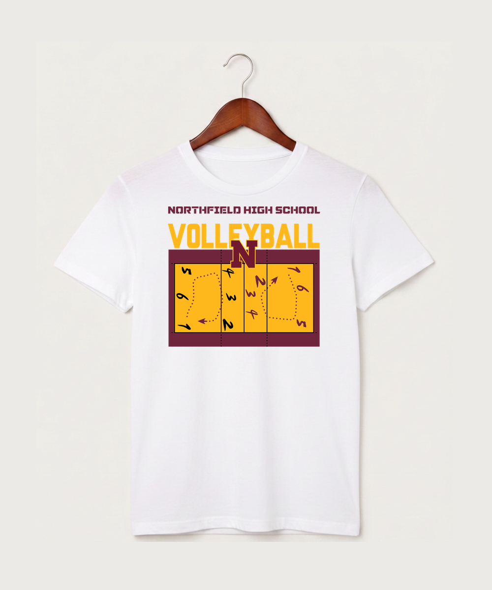 Northfield High School Volleyball (Girls) - White T-Shirt - Full Front