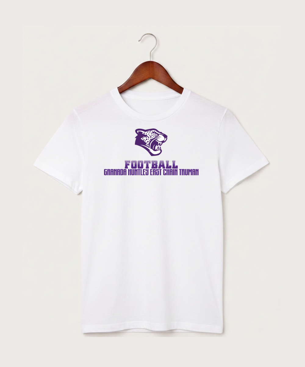 Granada-Huntley-East Chain/Truman Football (Boys) - White T-Shirt - Full Front