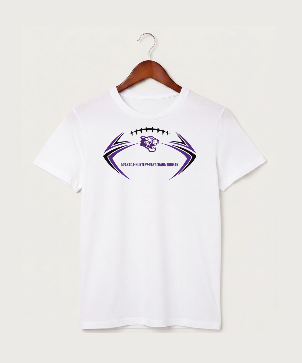 Granada-Huntley-East Chain/Truman Football (Boys) - White T-Shirt - Full Front