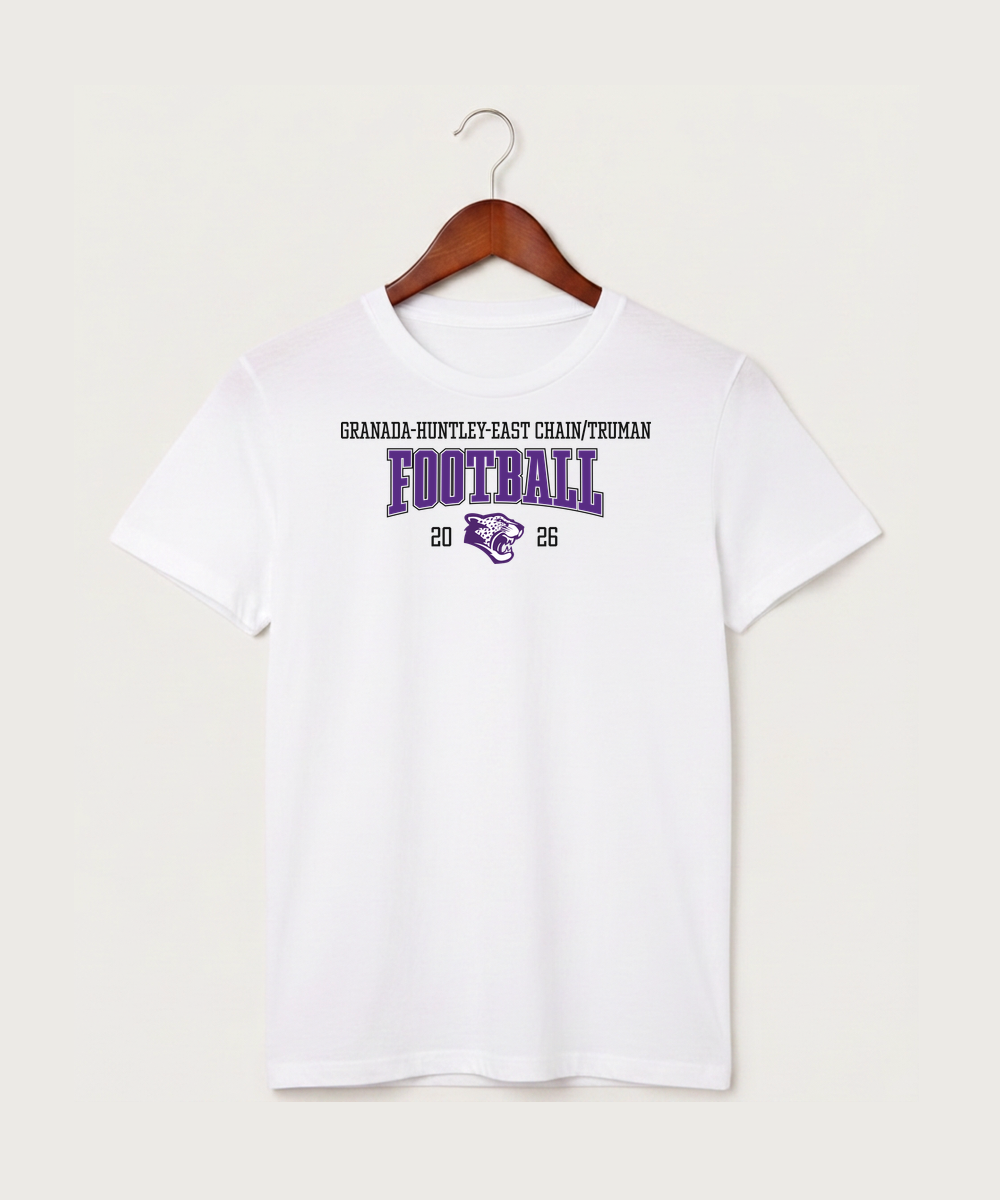 Granada-Huntley-East Chain/Truman Football (Boys) - White T-Shirt - Full Front