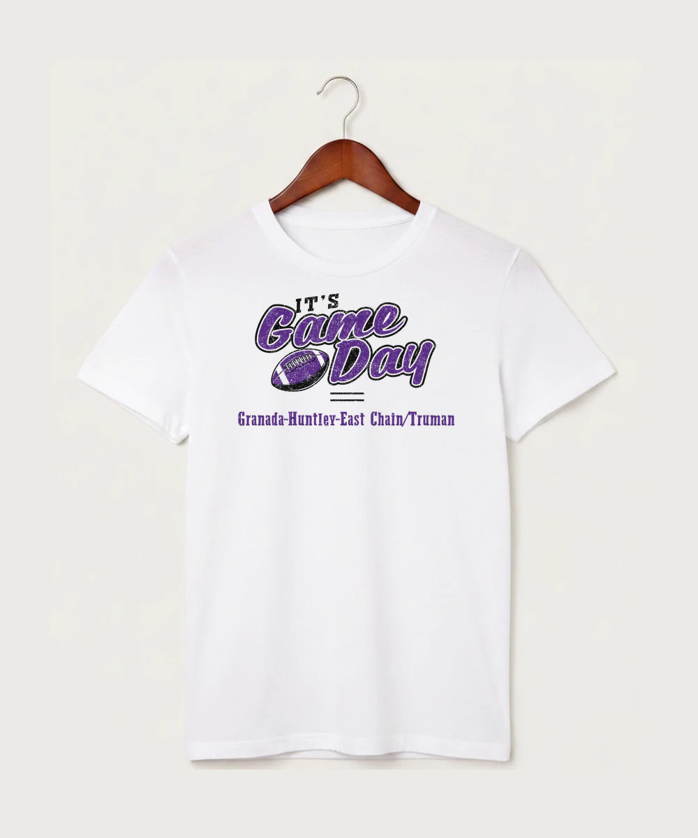 Granada-Huntley-East Chain/Truman Football (Boys) - White T-Shirt - Full Front