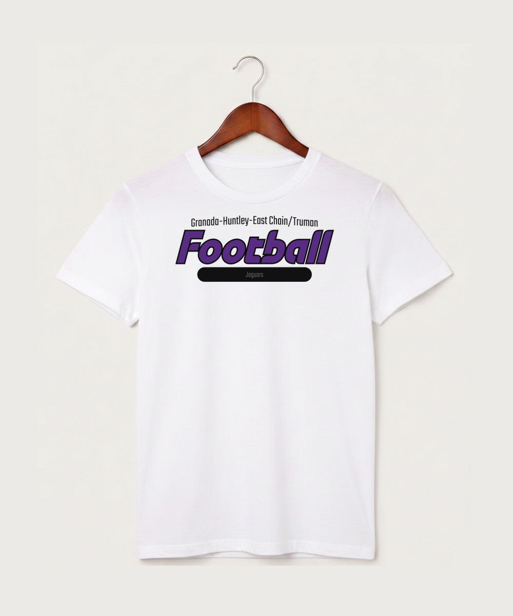 Granada-Huntley-East Chain/Truman Football (Boys) - White T-Shirt - Full Front