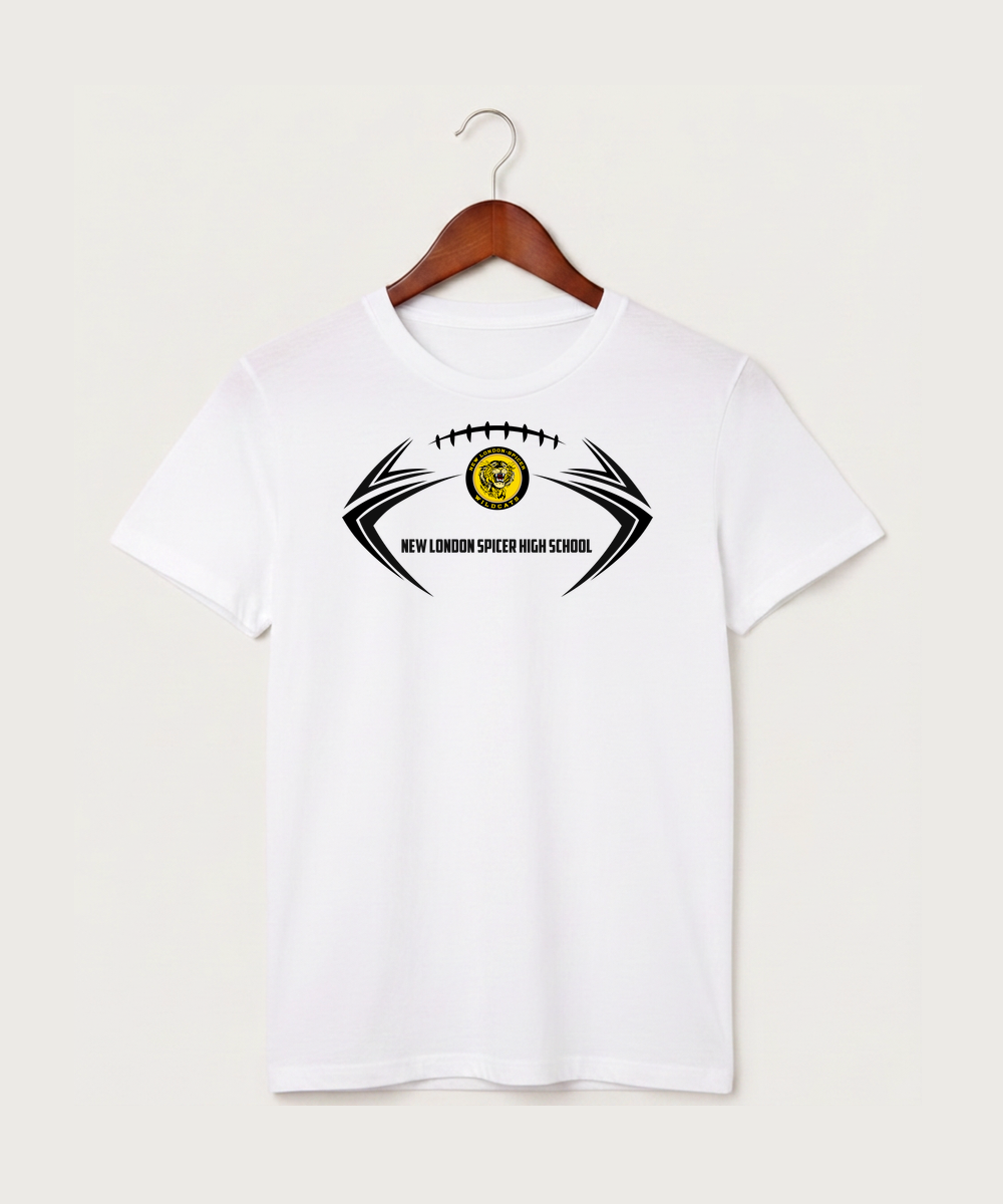 New London Spicer High School Football (Boys) - White T-Shirt - Full Front