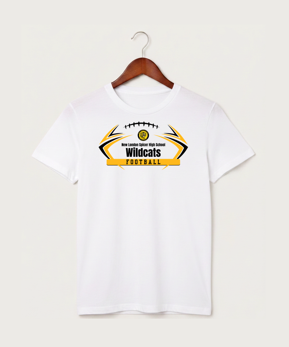 New London Spicer High School Football (Boys) - White T-Shirt - Full Front