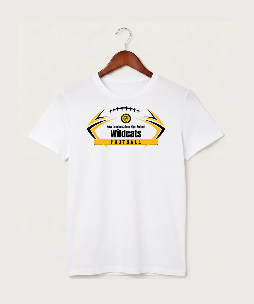 New London Spicer High School Football (Boys) - White T-Shirt - Full Front