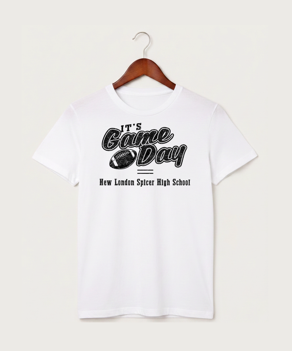 New London Spicer High School Football (Boys) - White T-Shirt - Full Front
