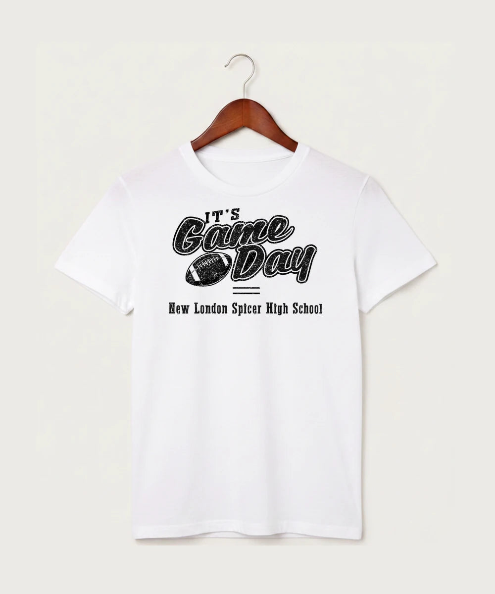 New London Spicer High School Football (Boys) - White T-Shirt - Full Front