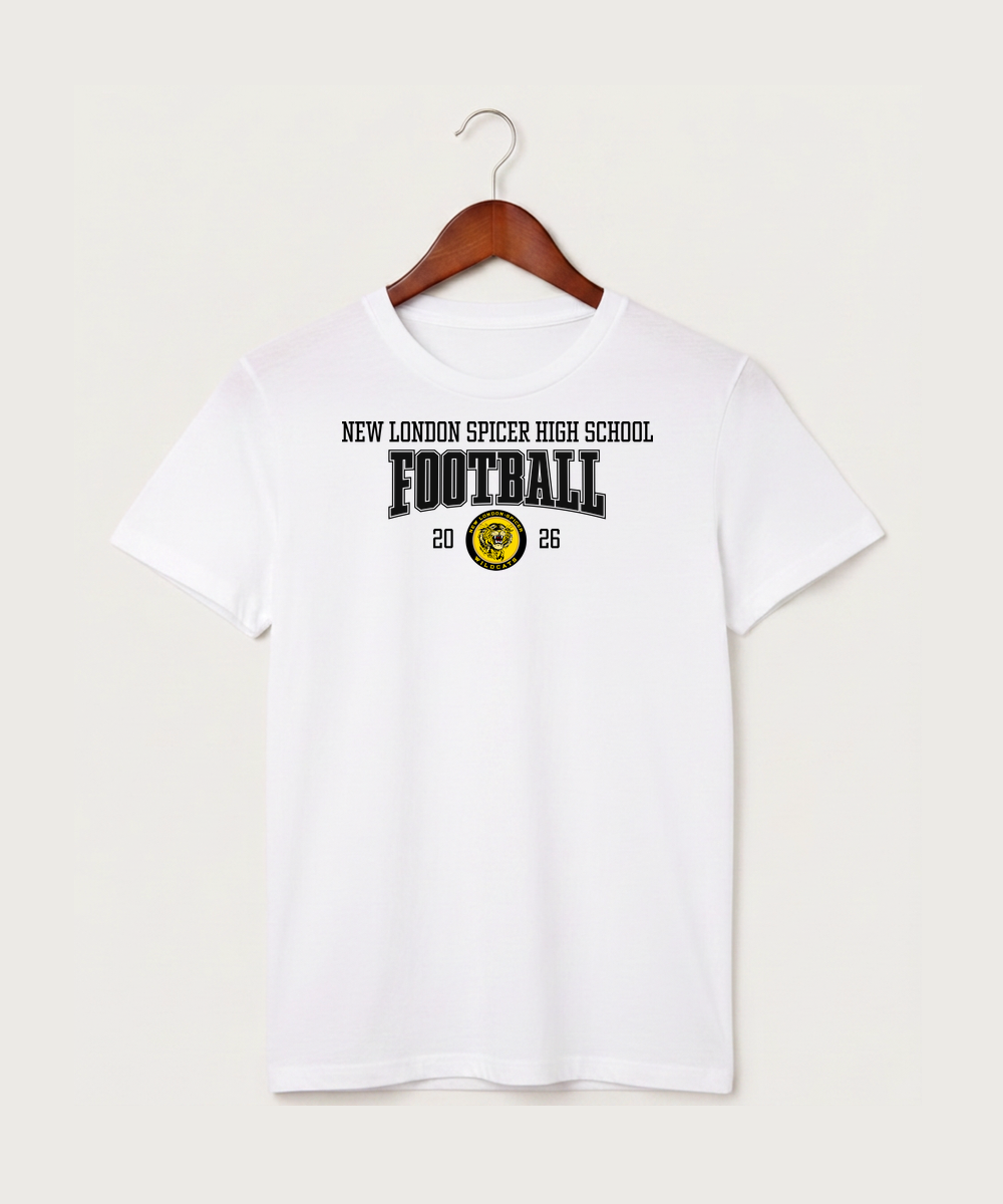New London Spicer High School Football (Boys) - White T-Shirt - Full Front