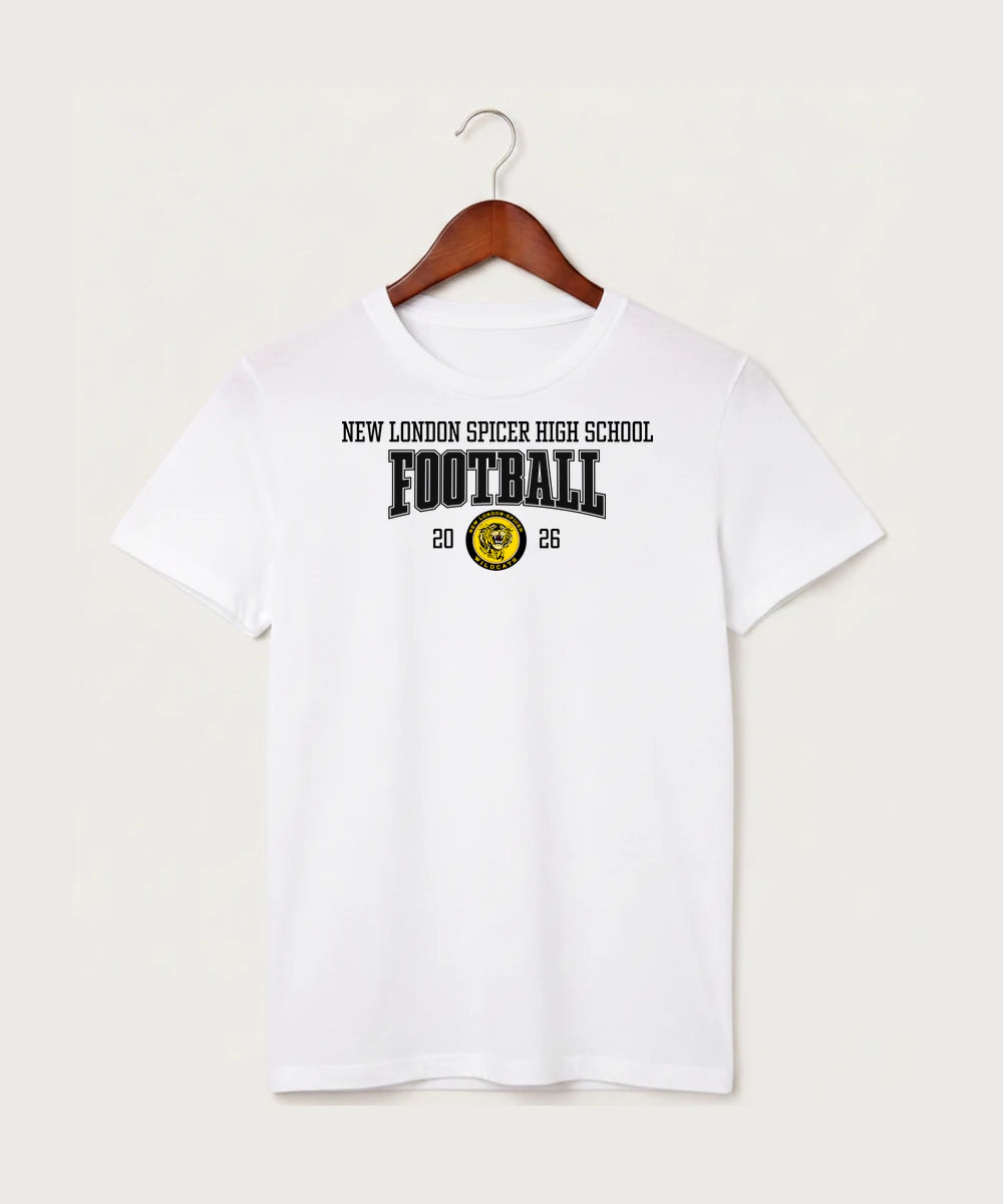 New London Spicer High School Football (Boys) - White T-Shirt - Full Front