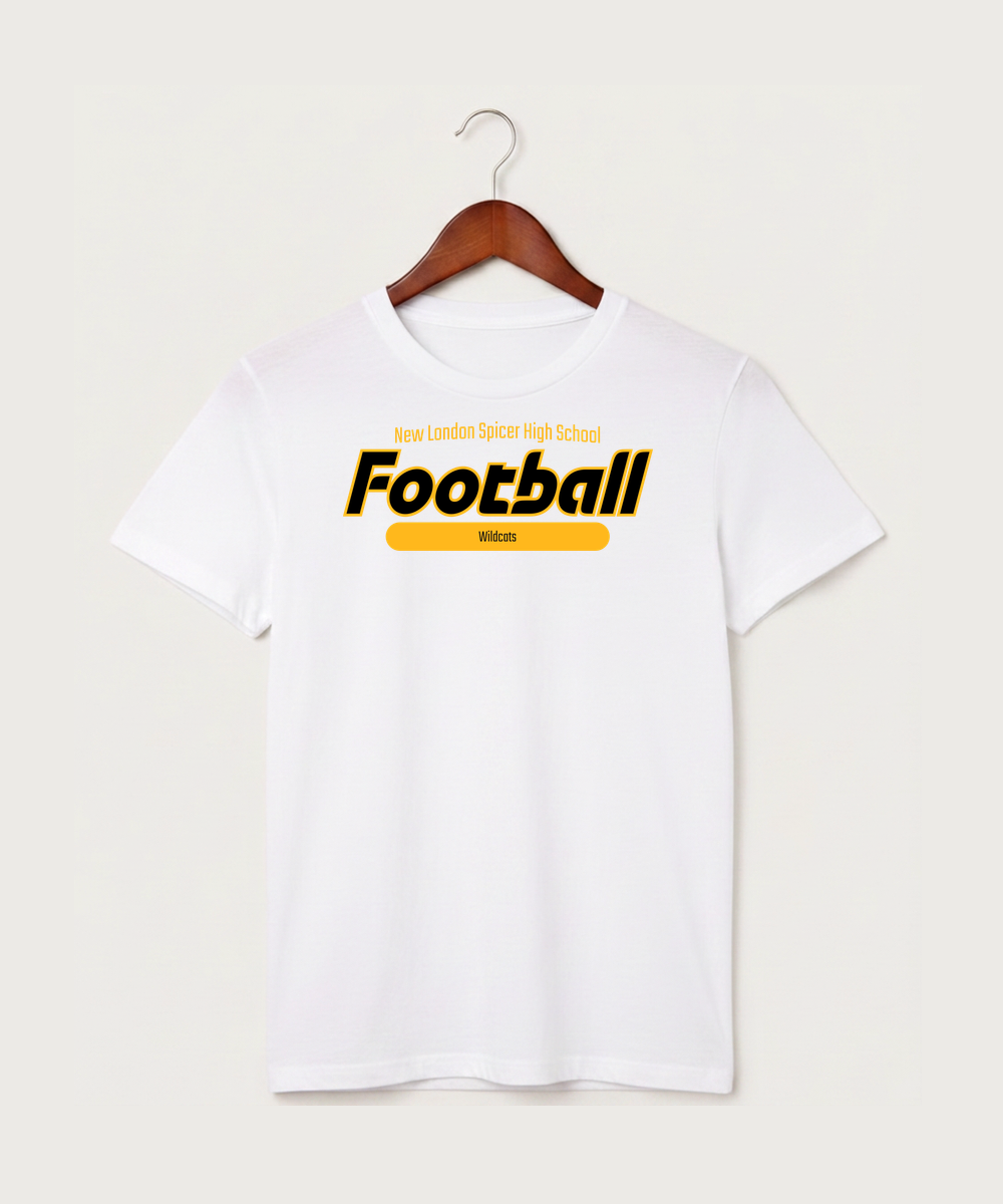 New London Spicer High School Football (Boys) - White T-Shirt - Full Front