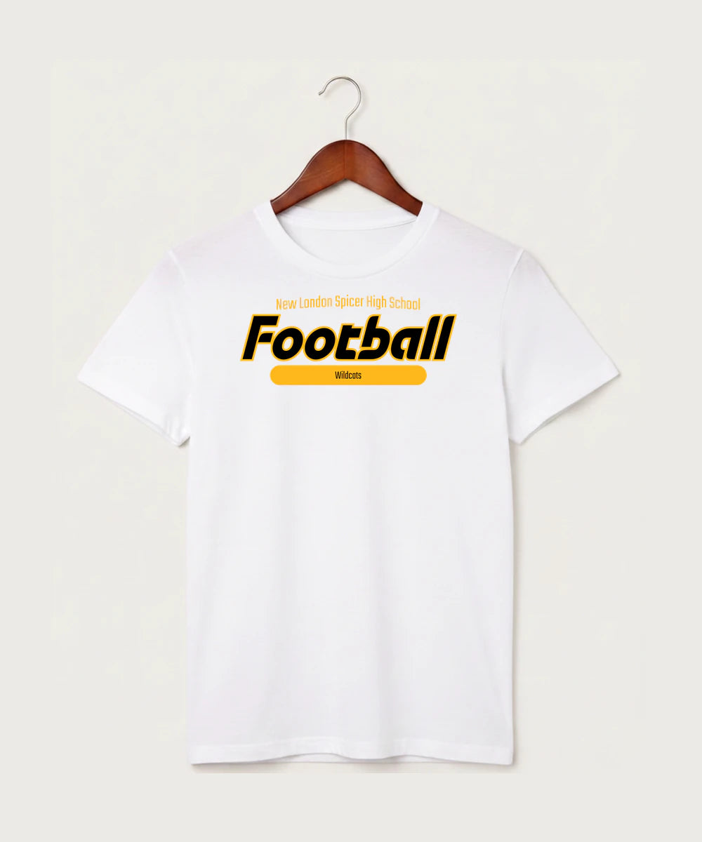 New London Spicer High School Football (Boys) - White T-Shirt - Full Front