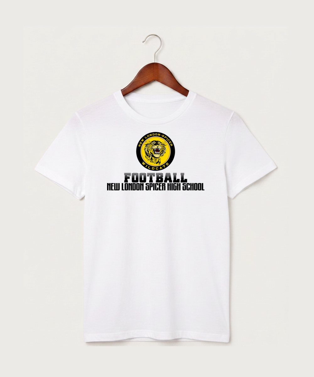 New London Spicer High School Football (Boys) - White T-Shirt - Full Front