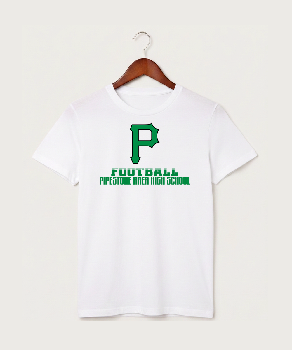 Pipestone Area High School Football (Boys) - White T-Shirt - Full Front