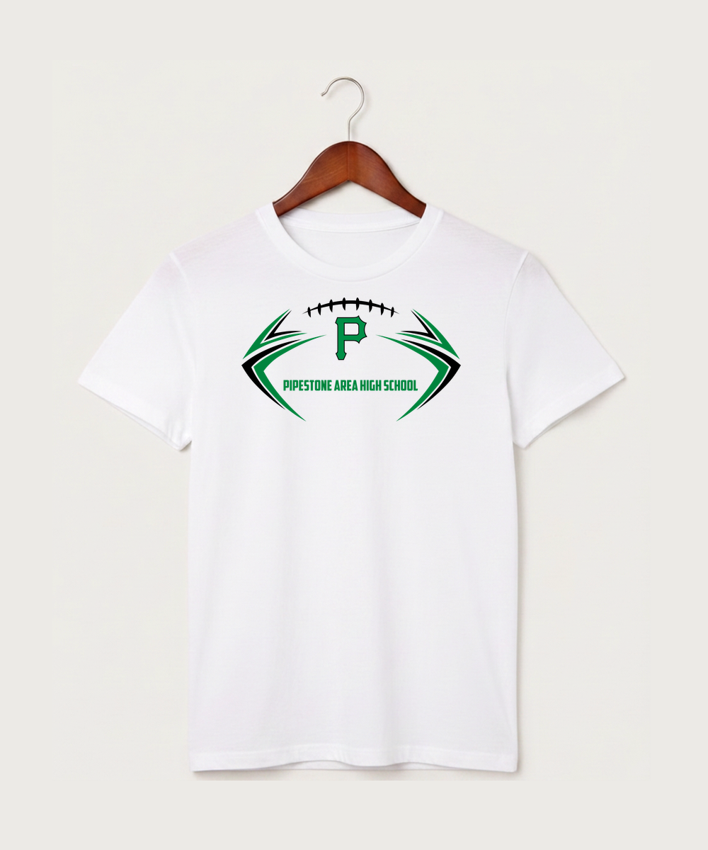 Pipestone Area High School Football (Boys) - White T-Shirt - Full Front