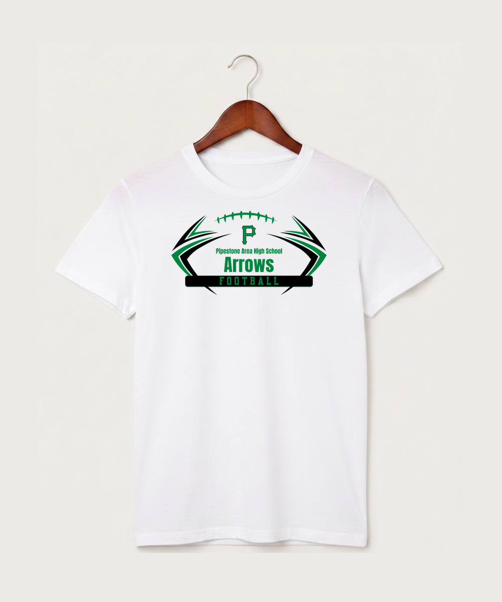 Pipestone Area High School Football (Boys) - White T-Shirt - Full Front