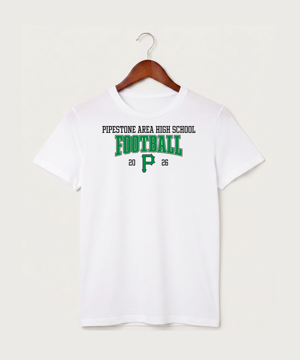 Pipestone Area High School Football (Boys) - White T-Shirt - Full Front