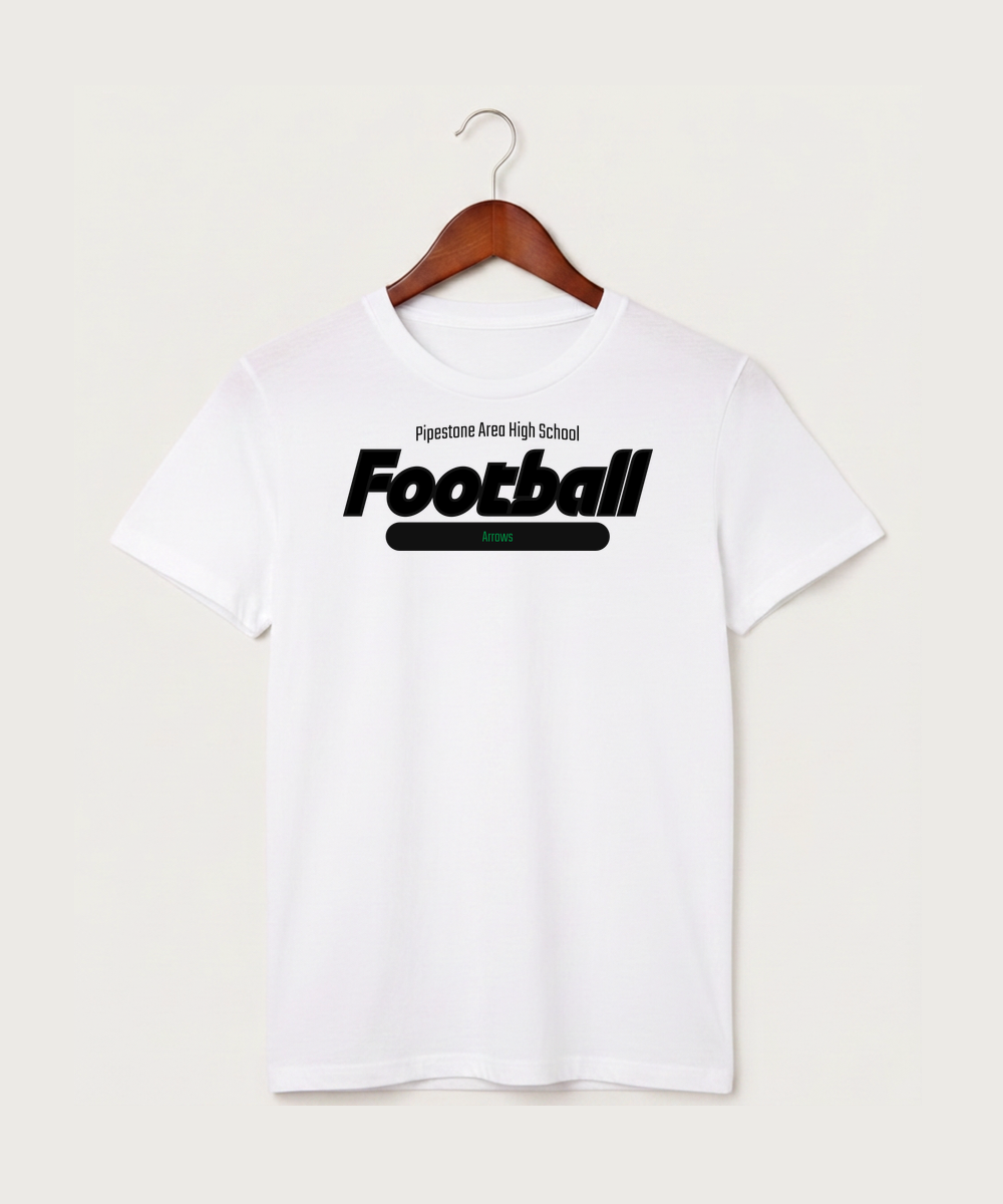 Pipestone Area High School Football (Boys) - White T-Shirt - Full Front