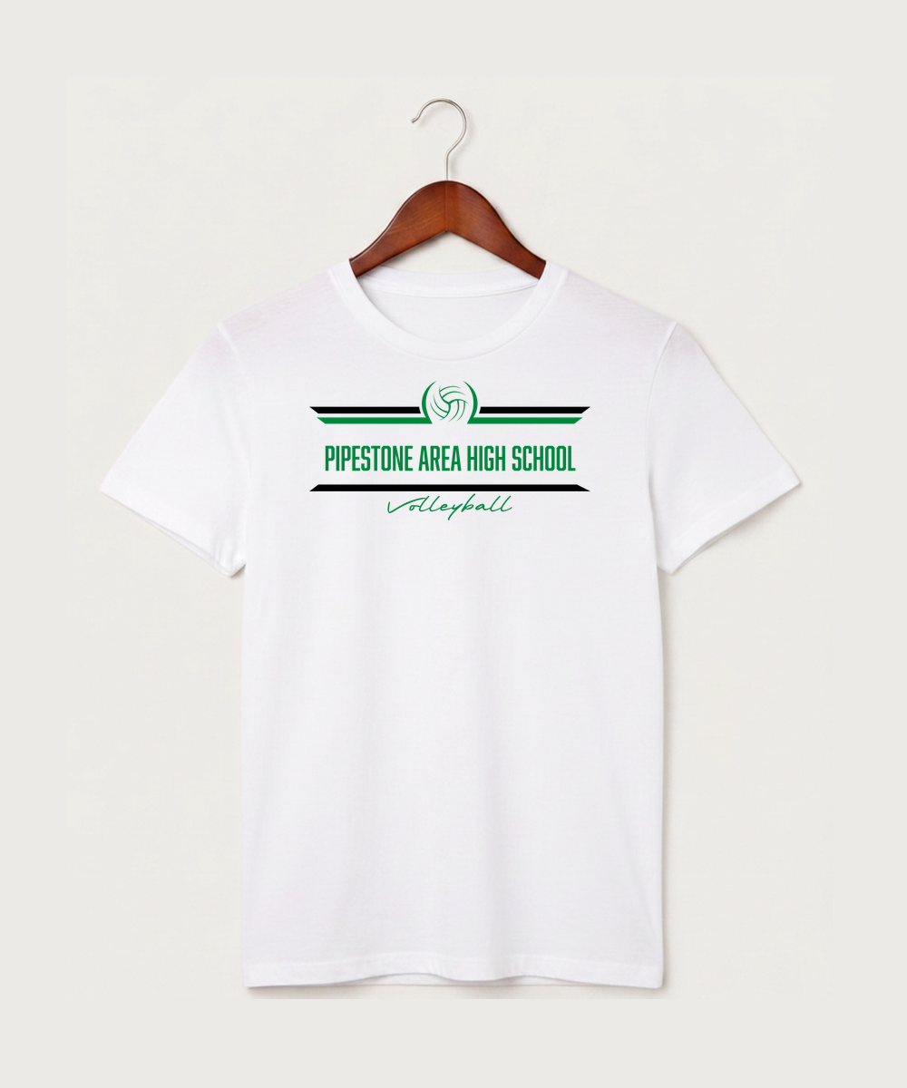 Pipestone Area High School Volleyball (Girls) - White T-Shirt - Full Front