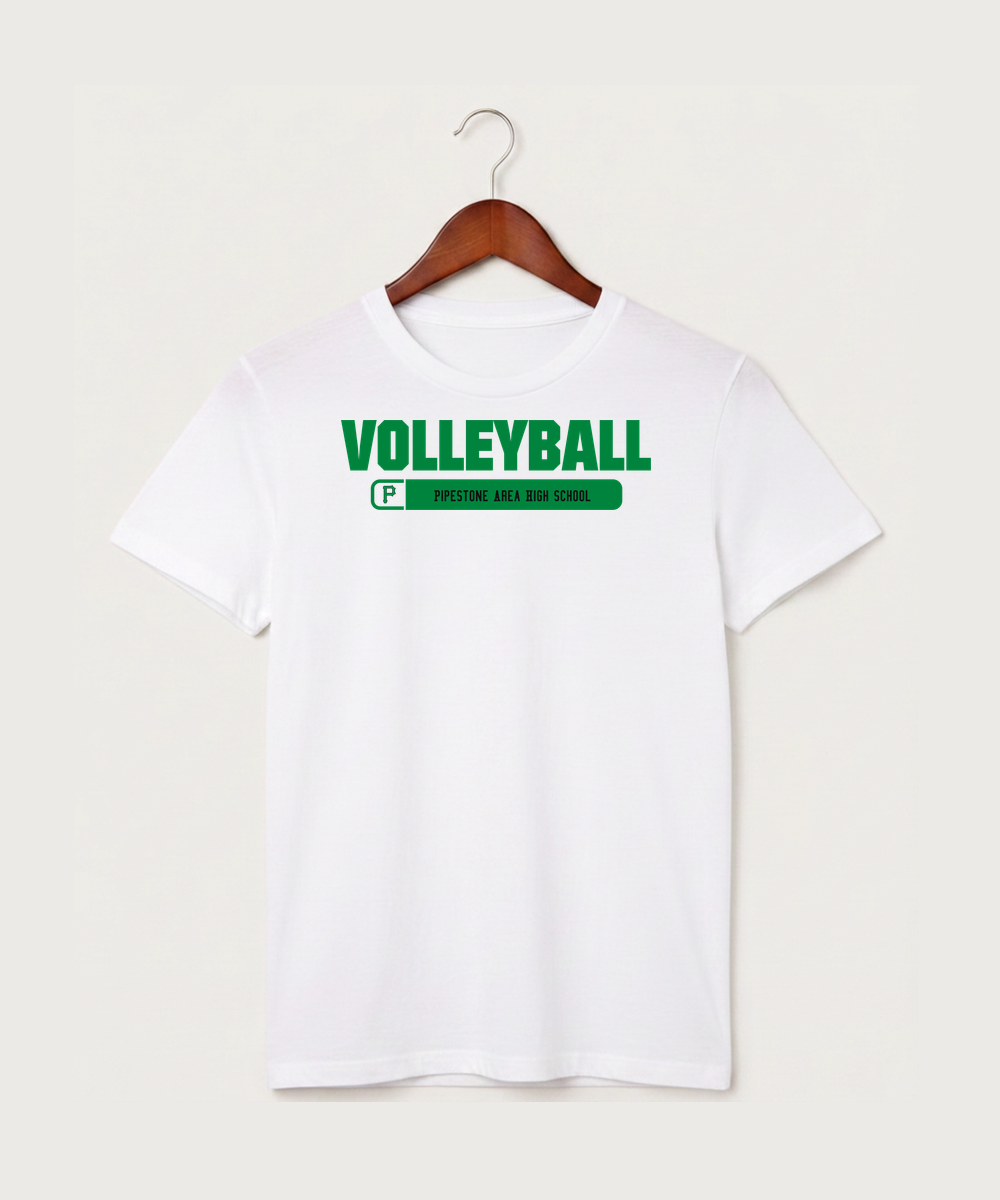 Pipestone Area High School Volleyball (Girls) - White T-Shirt - Full Front