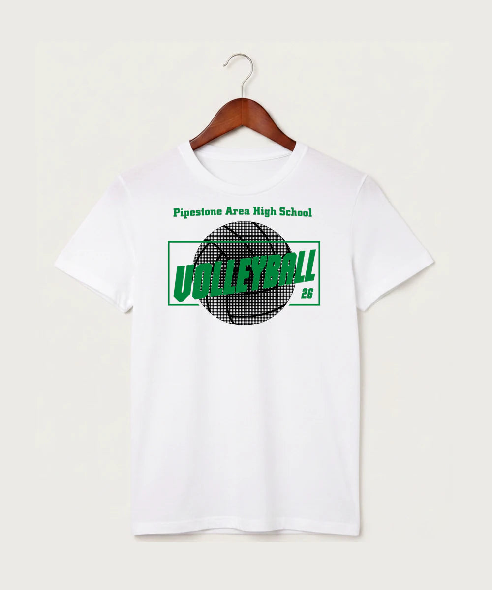 Pipestone Area High School Volleyball (Girls) - White T-Shirt - Full Front