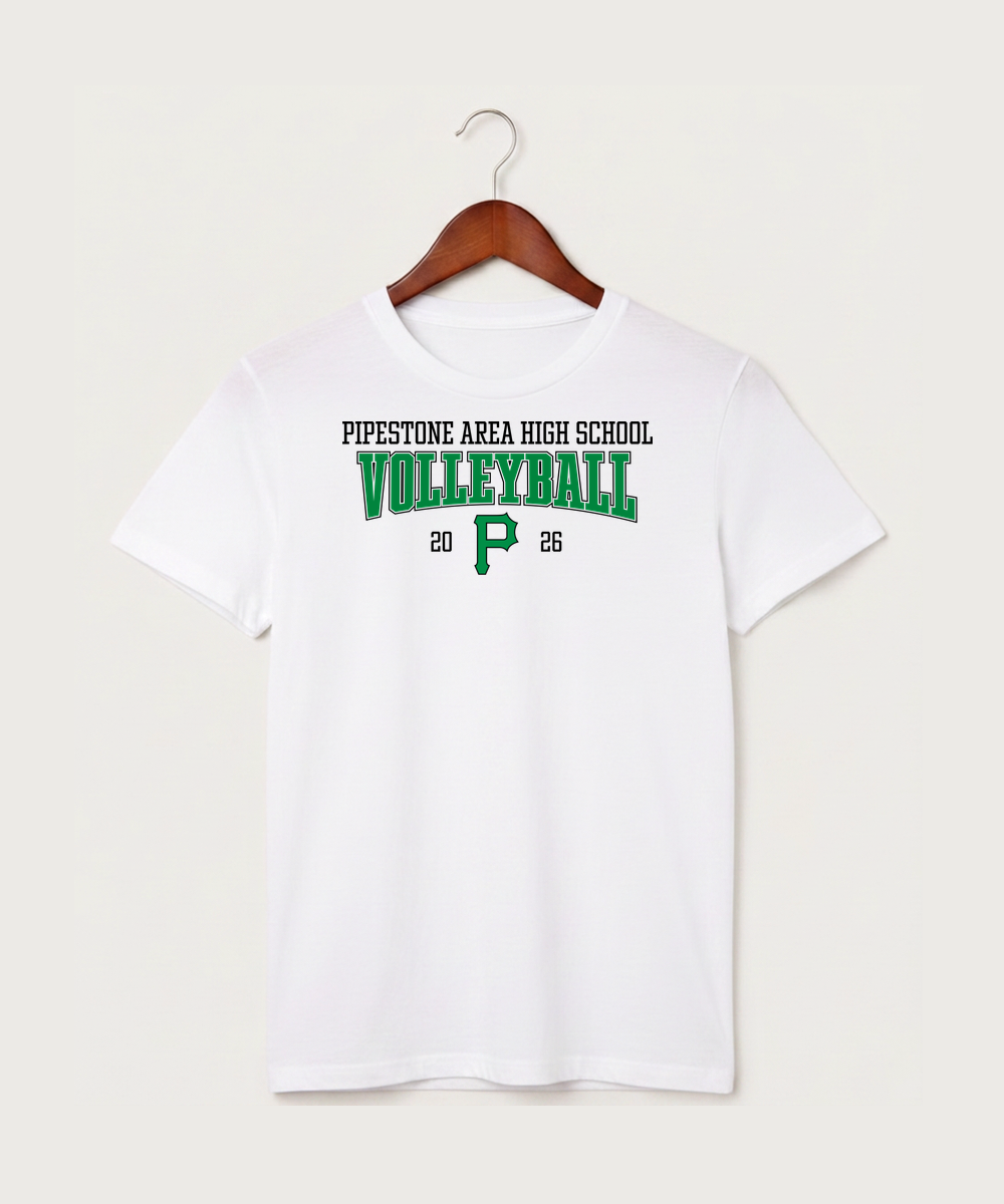 Pipestone Area High School Volleyball (Girls) - White T-Shirt - Full Front
