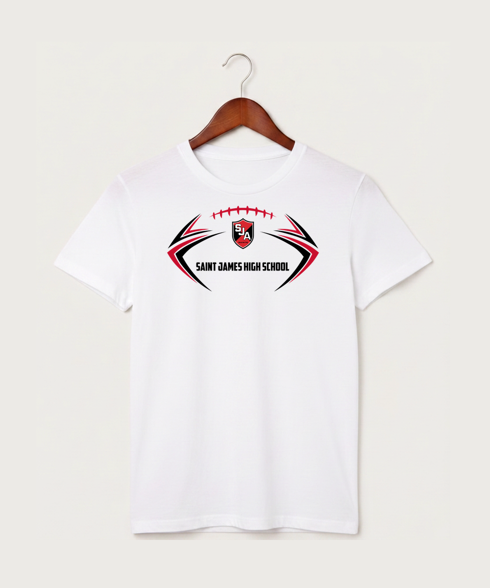 Saint James High School Football (Boys) - White T-Shirt - Full Front