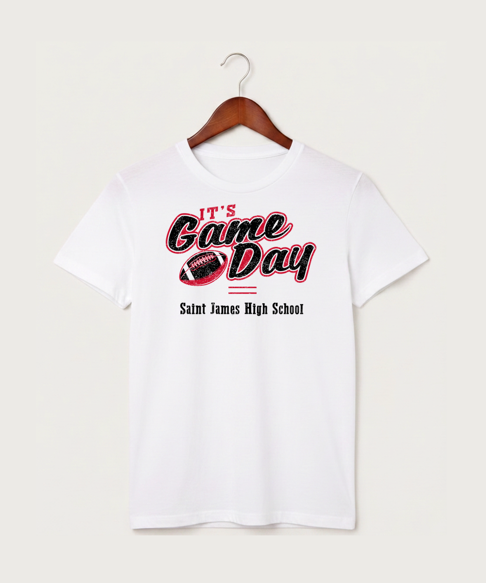 Saint James High School Football (Boys) - White T-Shirt - Full Front